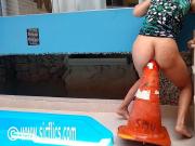 Fucking Her Latin Ass With a Giant Road Cone