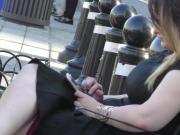 sexy MILF with big boobs filmed in public - voyeur cam