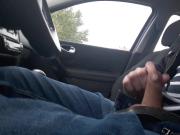 Jerking my cock in car