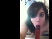 Chubby deepthroats dildo