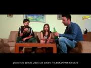 Crazy 4-way with girls & lucky guy concluded with a creampie