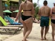 Big booty teen at beach