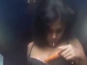 Indian girl plays with carrot part-1