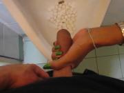 Thai bar girl- Helping hand Piss and a Wank in the toilets