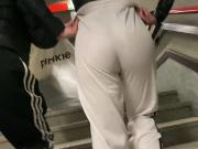 School teen in see through white pants