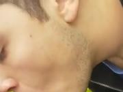 Twink sucking cock in the park and getting the cum