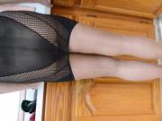Fishnet Lingerie in Pantyhose and High Heels