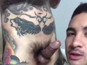 asian sucking his whole-body tattooed friend 1'02''