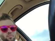Cute guy jerking off while driving...