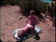 Mature blonde sucks stud's thick cock in desert then gets plowed