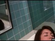 Cute Brunette in bathtub has orgasm