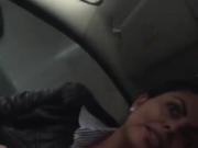 Latina milf doesn't spill a drop in car