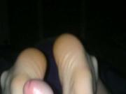 Footjob with chipped nail polish