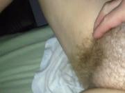 rubbing my wifes soft round hairy pussy,