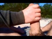 Big cock beach handjob POV PublicFLashing.me