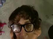 Hot Brunette Gets Cum All Over Her Lenses