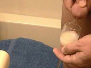 Monster Cum Shot half fills a small Wine Glass !!!