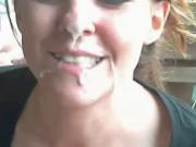 Amateur Brunette Swallows Sperm On Cam