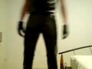 Having fun in pvc pants, leather gloves, latex shirt.