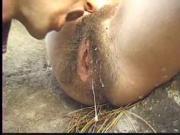 Very very hairy milf pussy outdoor