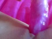 My little sex beast using a small pink vibrator