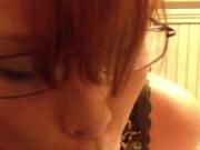 Nerdy girl sucking my cock with CIM and swallow