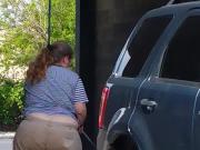 Sloppy ass hanging out at car wash