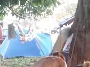 Great camping striptease