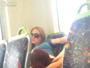 Girl licking girl in train