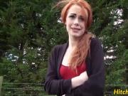 Gorgeous redhead Ella hughes gets fucked on the public road