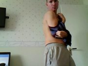 Male stripping in bedroom