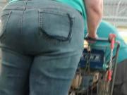 Mature booty at supermarket