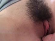 Saki Asaoka screams with cock in her hairy vag