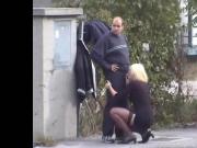 Russian blond whore suck outdoor