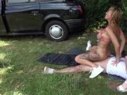 Fake Taxi Real outdoor rough sex threesome with British MILF