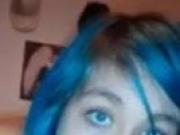 Blue haired teen blowjob