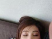 asian wife plays with pussy and cock