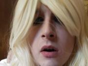 Face view of blonde sissy fucked from behind by daddy