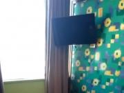 gorgeous tattooed brunette shows her ass and pussy