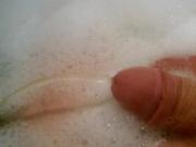 having a piss in bath