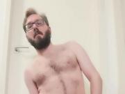 Locked hairy boy with a nice long dildo