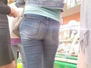 Girl with small ass in supermarket