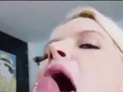 Erupts in a sexy slut's mouth!