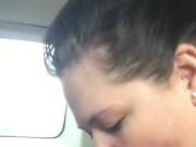 BBW gives a BJ in the car