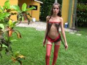 Very Sheer Black And Red Lingerie Heidy