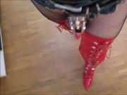 Crossdresser CD walking in high heels