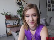 Teen babe Riley Mae sucks and fucks stepbrothers cock