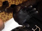 cumshot on leather pants