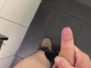 Jerk off and cum in public restroom