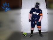 Rubber Cyclist Pup enjoying his gear sniffing & pawing off